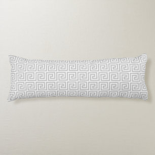 Elegant Grey & White Greek Pattern Body Pillow