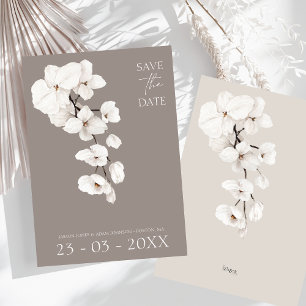 Elegant Grey White Orchid Modern Wedding Save The Date
