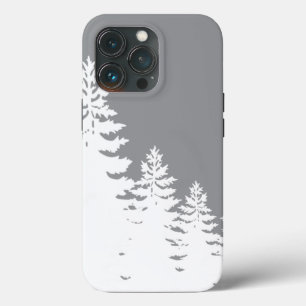 Elegant grey white pine tree silhouette       iPhone 13 pro case