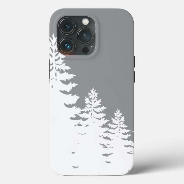 Elegant grey white pine tree silhouette       Case-Mate iPhone case (Back)