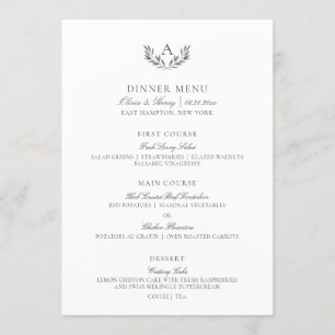 Elegant Grey White Reception Thank You & Wedding Menu