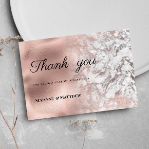 Elegant grey white rose gold marble Thank You Invitation