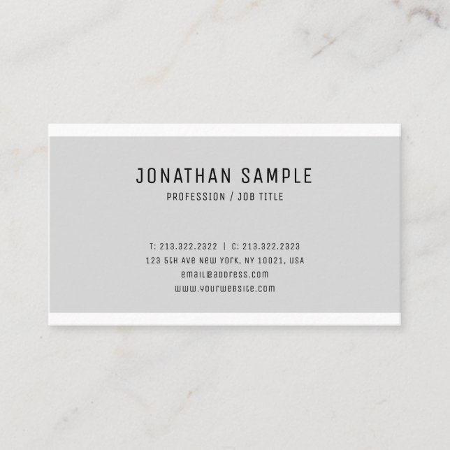 Elegant Grey White Smart Design Modern Trendy Business Card (Front)