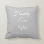 Elegant Grey & White Wedding Happily Ever After Cushion<br><div class="desc">Elegant Grey & White Wedding Happily Ever After Throw Pillow</div>