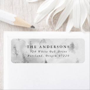 Elegant Grey Winter Forest Return Address Return Address Label