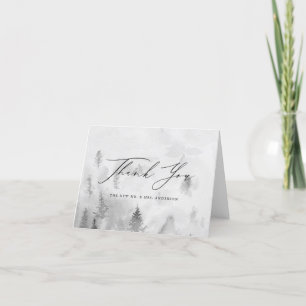 Elegant Grey Winter Forest Wedding Thank You Card