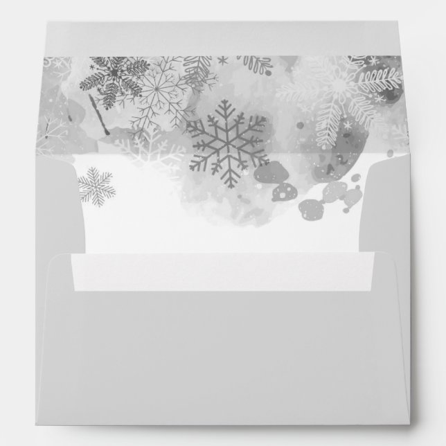 Elegant Grey Winter Snowflakes 5x7 Envelopes (Back (Bottom))