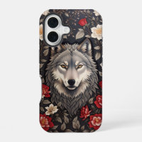 Elegant Grey Wolf Floral