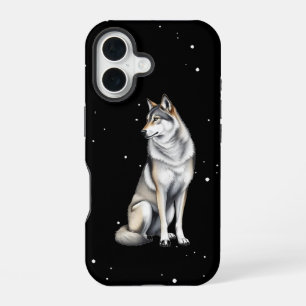 Elegant Grey Wolf iPhone 16 Case