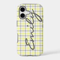 Elegant Grey & Yellow Tartan iPhone Case