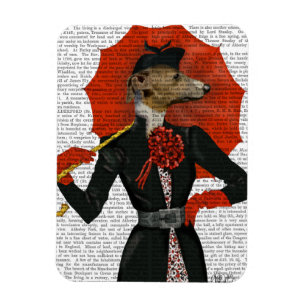 Elegant Greyhound and Red Umbrella 2 Magnet