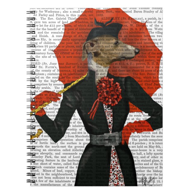 Elegant Greyhound and Red Umbrella 2 Notebook (Front)