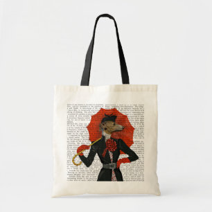 Elegant Greyhound and Red Umbrella 2 Tote Bag