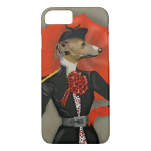 Elegant Greyhound and Red Umbrella iPhone 8/7 Case
