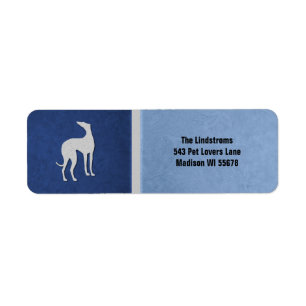 Elegant Greyhound Silhouette in Blue Custom Return Address Label