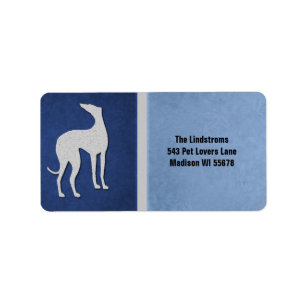 Elegant Greyhound Silhouette in Blue Label