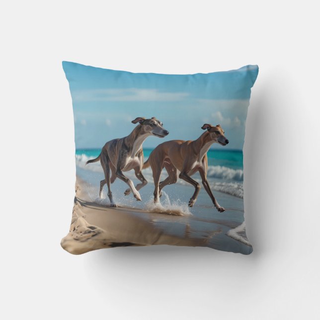 Elegant Greyhound Throw Pillow (Front)