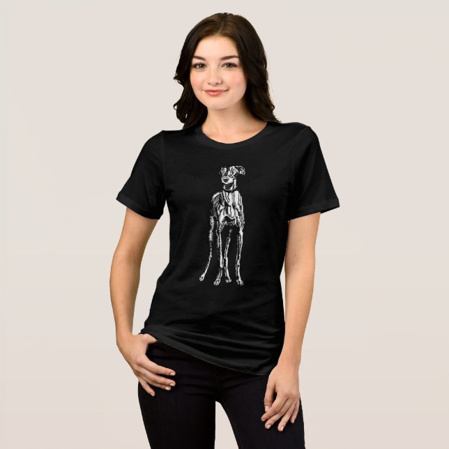 Elegant Greyhound: Timeless Art on a Tri-Blend Tee (Front Full)