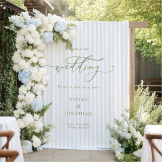 Elegant Greyish Blue Wedding Backdrop Tapestry