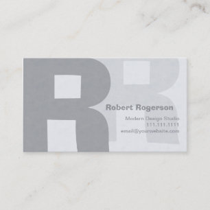 Elegant Greys Retro Big Double Letter R Business Card
