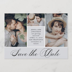 Elegant Grid   4 Photo Wedding Save the Date