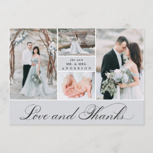 Elegant Grid   4 Photo Wedding Thank You Card