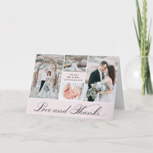Elegant Grid   4 Photo Wedding Thank You Card
