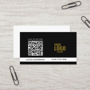 Elegant GRIY logo QR code golden gradient divider Business Card