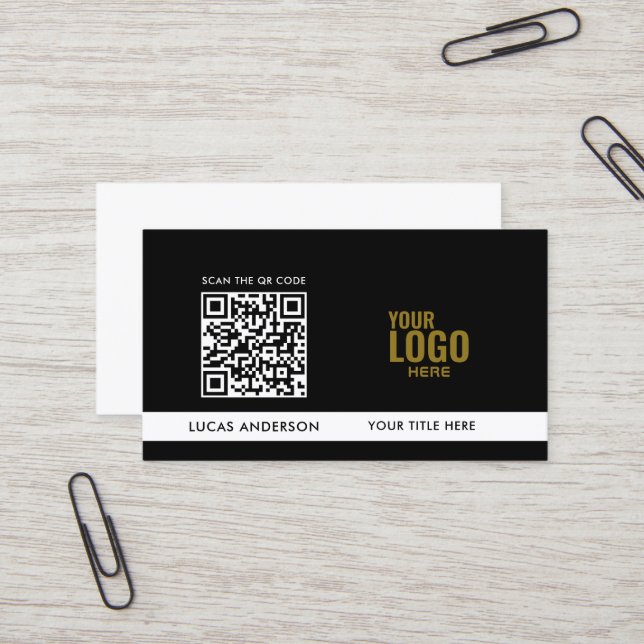 Elegant GRIY logo QR code golden gradient divider Business Card (Front/Back In Situ)