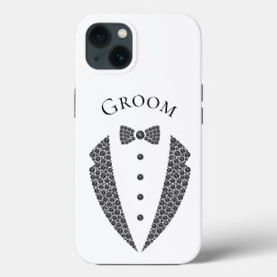 Elegant Groom Tuxedo Black White Wedding iPhone 13 Case