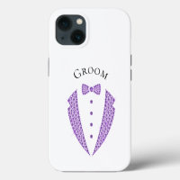 Elegant Groom Tuxedo Purple Typography Wedding
