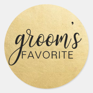 Elegant GROOM's FAVORITE Wedding Gift Favours Classic Round Sticker
