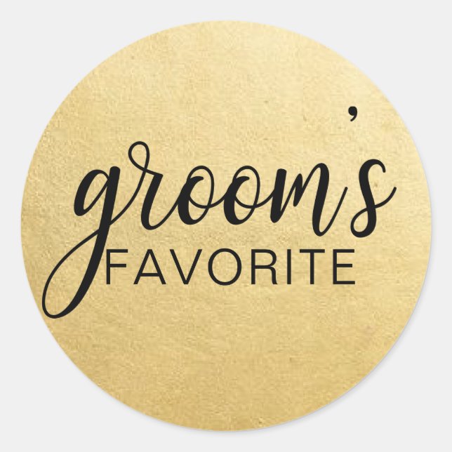 Elegant GROOM's FAVORITE Wedding Gift Favours Classic Round Sticker (Front)