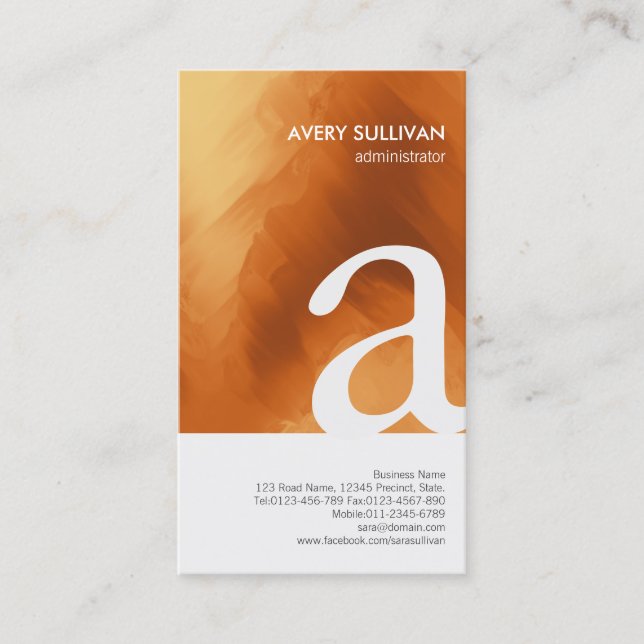 Elegant Grunge Texture Monogram Business Card (Front)