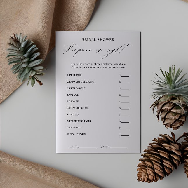 Elegant Guess the Right Price Bridal Shower Game Invitation (Creator Uploaded)