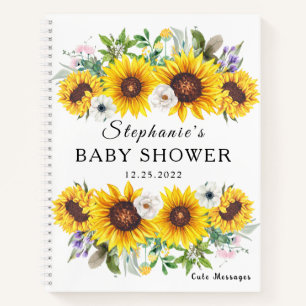 Elegant Guest Book Baby Shower Sunflower Flower
