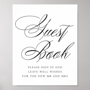 Elegant Guest Book Black Calligraphy   Wedding