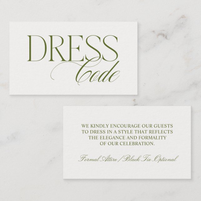 Elegant Guest Dress Code Wedding Enclosure Card (Front/Back)