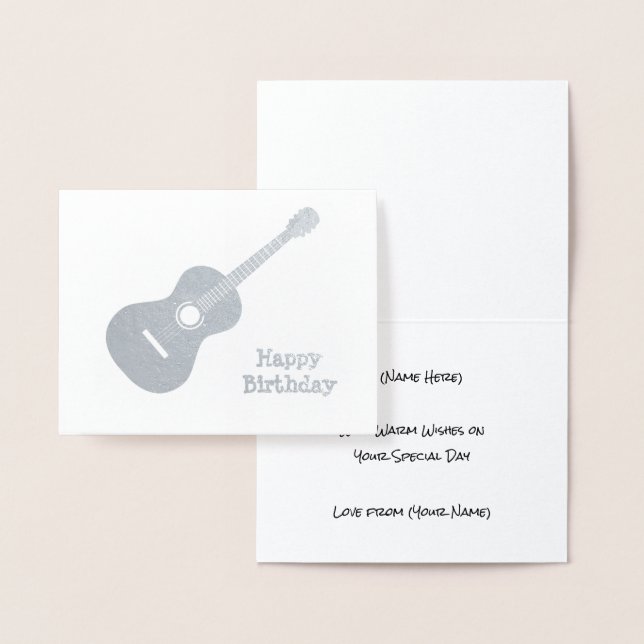 Elegant Guitar - Silver or Gold Motif for Musician Foil Card (Display)