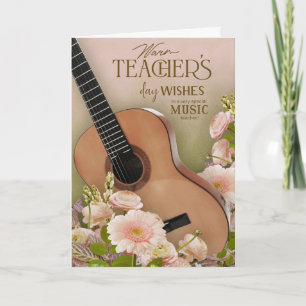 Elegant Guitar Teacher’s Day Floral Card
