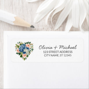 Elegant Gwatercolor Hydrangea Rose Return Address  Label