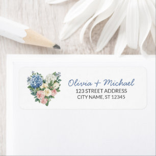 Elegant Gwatercolor Hydrangea Rose Return Address  Label
