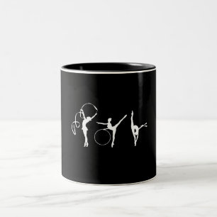 Elegant Gymnastic Modern Black & White  Two-Tone Coffee Mug