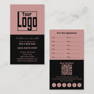 Elegant Hair Salon Black & Pink Loyalty & Appointment Card