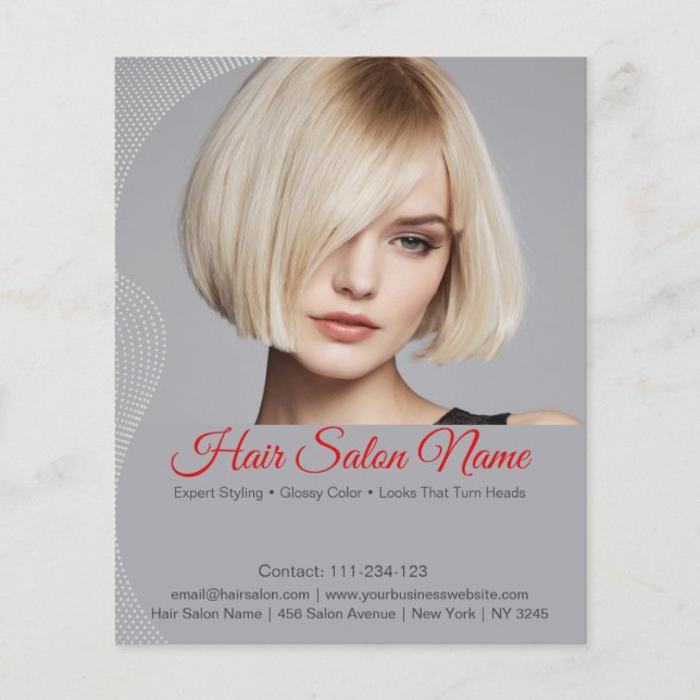 Elegant Hair Salon Flyer – Customisable Services (Front)