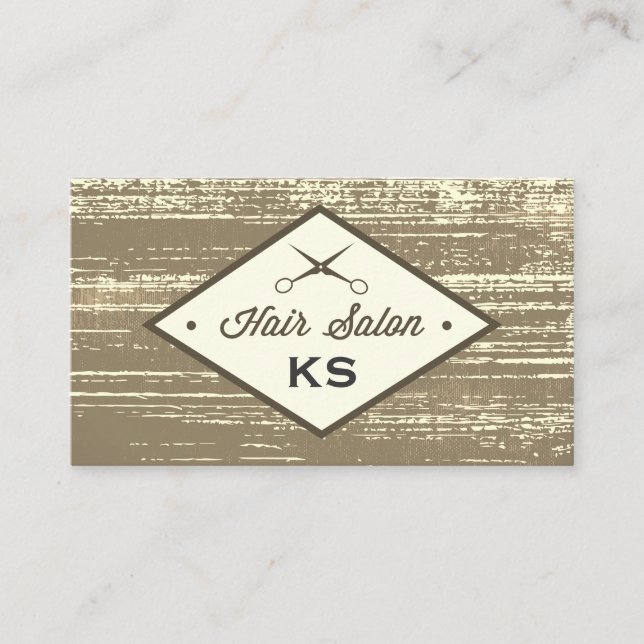 Elegant Hair Salon Label Rustic Business Card (Front)