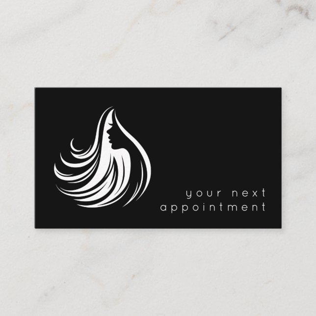Elegant Hair Salon Logo Appointment Business Card (Front)