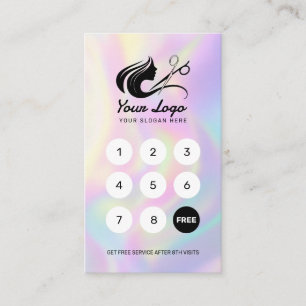 Elegant Hair Stylist Logo Reward Holograpgic Loyalty Card