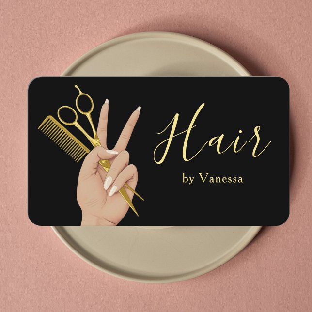 Elegant Hairstylist Hairdresser Luxury Hair Salon Business Card (Creator Uploaded)