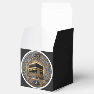 Elegant Hajj Mabrur Kaaba Illustration Round Stick Favour Box